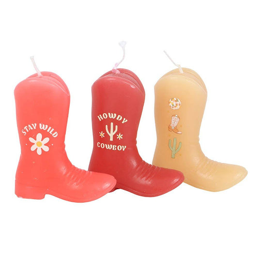 Set of 3 Cowboy Boot Candles Unscented