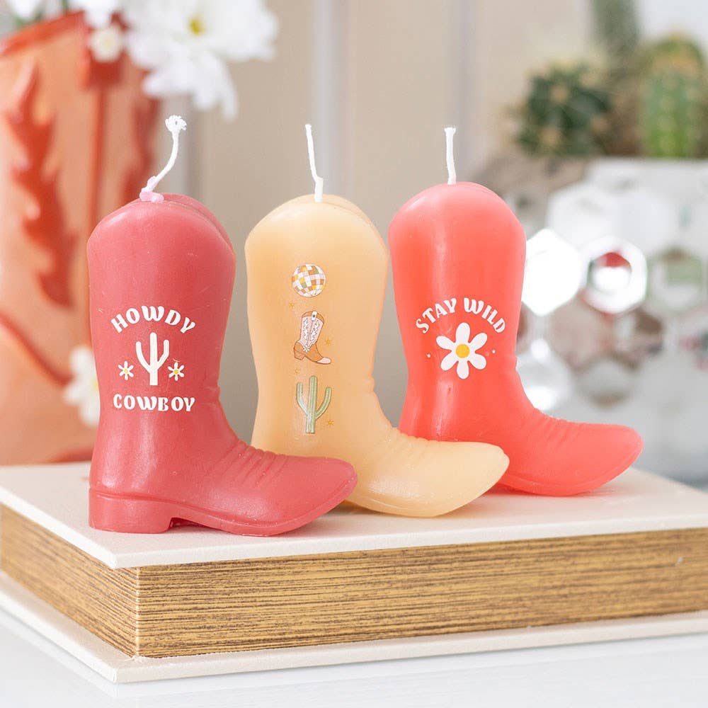 Set of 3 Cowboy Boot Candles Unscented